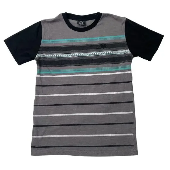 Zoo York Life Boys Medium 10/12 Tee Shirt Tribal Stripe Turquoise Short Sleeve