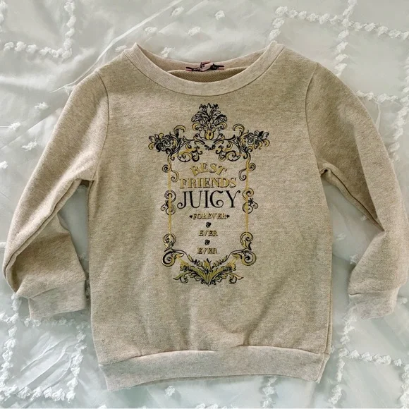 Juicy Couture girls tan metallic best friends Graphic Sweatshirt long sleeve 3T