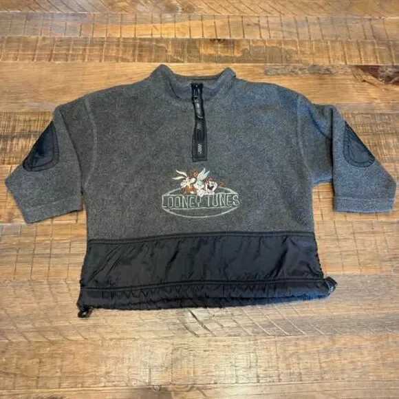 90's Vintage WB Studio Store Looney Tunes fleece quarter zip pullover 3T
