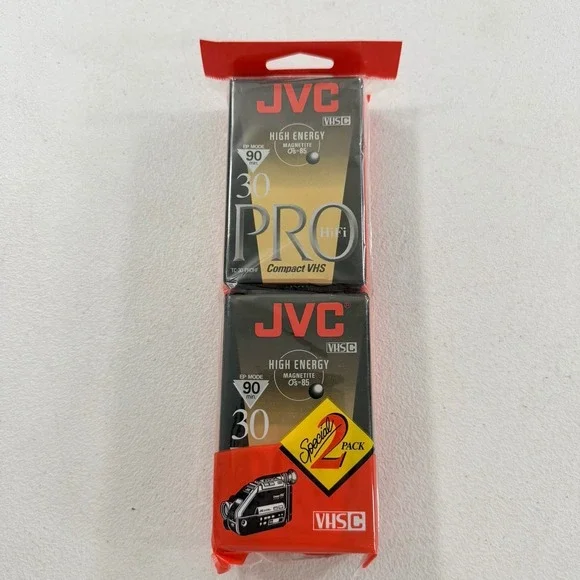 JVC VHS-C TC-30 PROHF 90 Minute Compact VHS High Energy Tape New‎ 2 pack