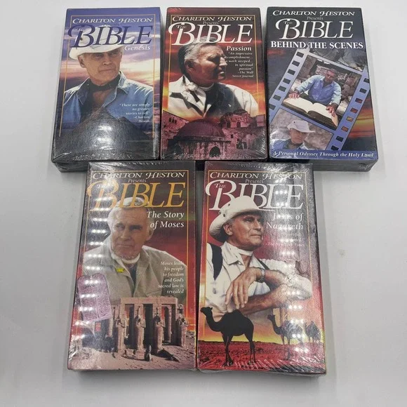 Charlton Heston Presents The Bible VHS‎ Lot Genesis Passion Story Moses