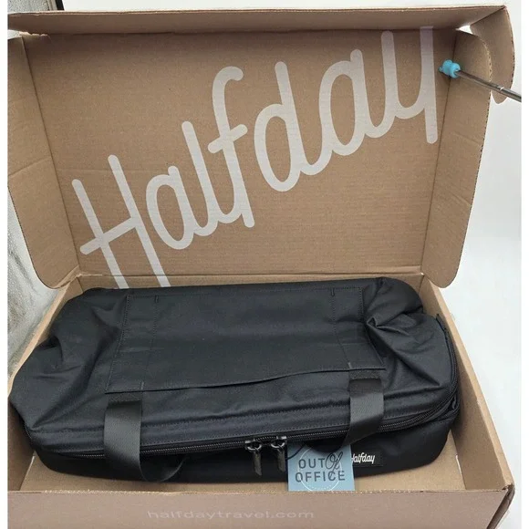 Halfday Black Double Decker Weekender Bag Shoe Compartment Trolley Sleeve NWT