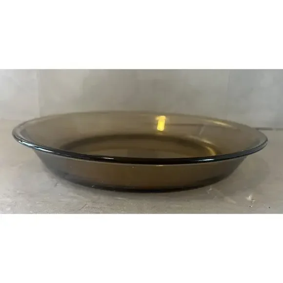 Vtg Pyrex Visions Ware Brown Amber Smoke Glass 209 23cm Pie Plate Dish‎