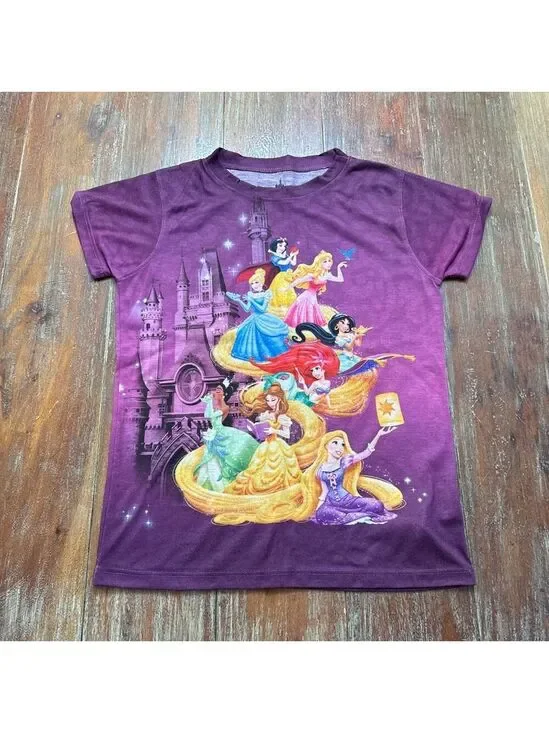 Disney Parks Purple Princess Tee Girls Medium Rapunzel Ariel Belle