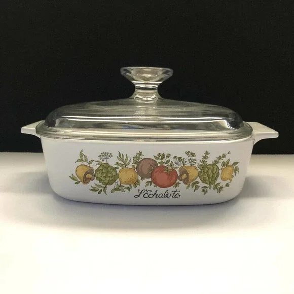 Vtg Corning Spice of life 1 Liter A-1-B L’Echalote Casserole Pyrex Glass Lid A7C