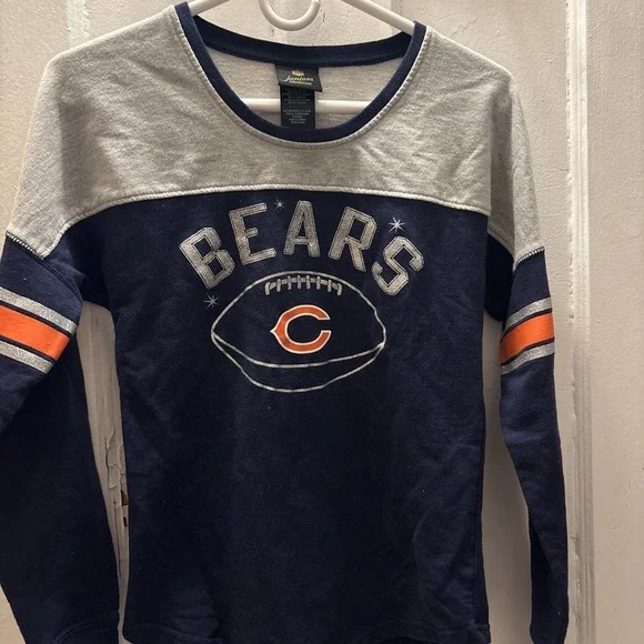 Chicago Bears Juniors Long Sleeved Sweatshirt‎ Navy Blue Sparkly Size Medium 7/9