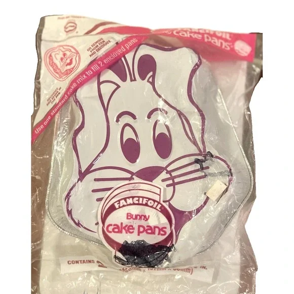 Vintage Set Of 2 Fancifoil Aluminum Foil Easter Bunny Cake Pans‎ USA New In Bag