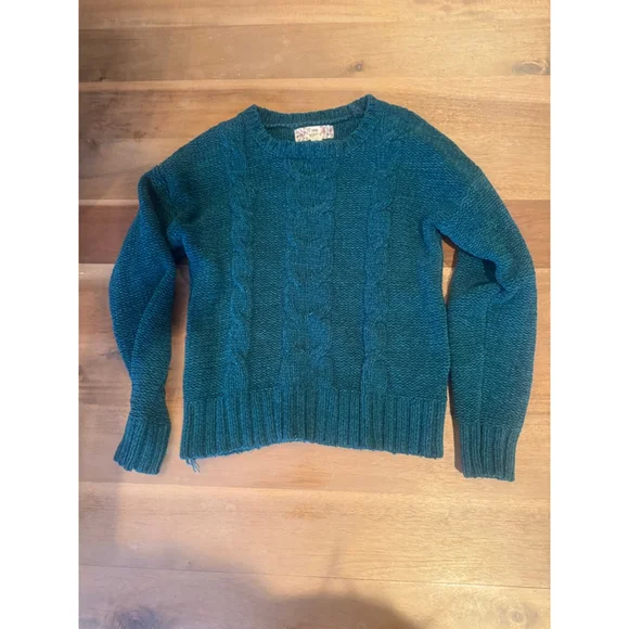 Pink Republic Teal Cable Knit Crew Neck Sweater Kid's