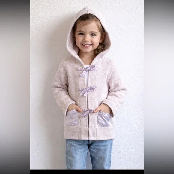 Sonia Rykiel Lavender Pink Hooded Cardigan sweater size 5-6Y