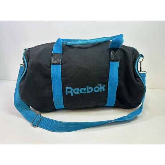 RARE‎ Y2K Reebok Black Cotton Denim Gym Duffle 90s Teal Blue READ DESCRIPTION