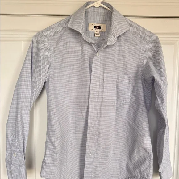 Joseph Abboud White and Blue Checkered Button Down Shirt. Event, holiday