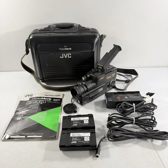 JVC GR-S55U S-VHS VHSC Camcorder Video Camera W/ Hard Case POWERS ON READ