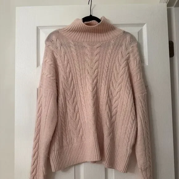 Abercrombie Kids Light Pink Cable Knit Turtleneck Sweater