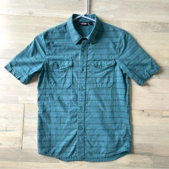 Vans Button Down Shirt Boys Girls Large Blue Stripes
