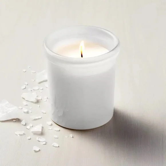 HEARTH & HAND NWT colored glass salt jar candle -6oz