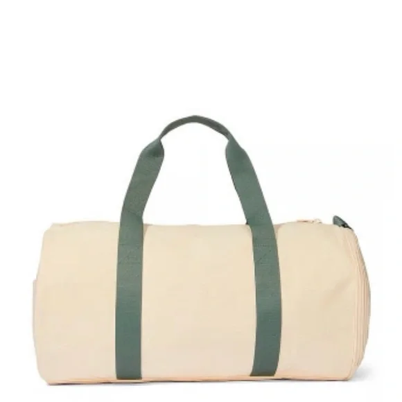 NWT Victoria's Secret Duffel Bag Green Canvas Sleep Over Party Road Trip Bag