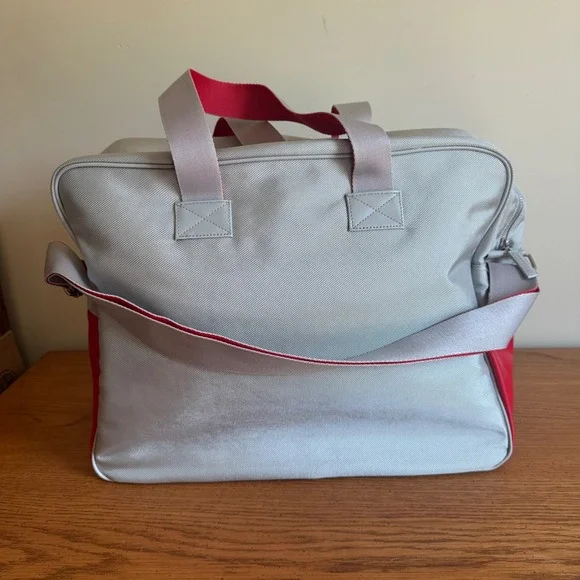 Calvin Klein CK Grey and Red Colorblock Duffel Travel Bag with Shoulder Strap