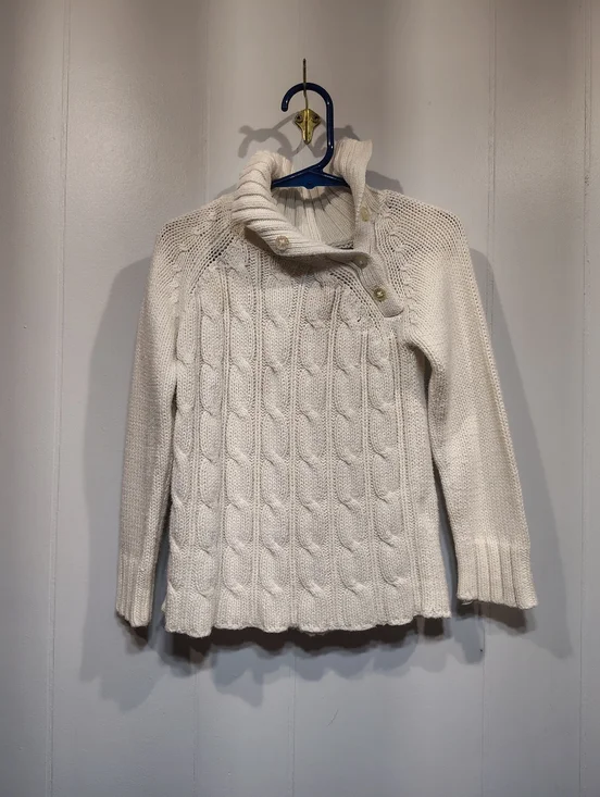 Vintage Cherokee Cable Knit Sweater Womens Size 4T Cream Cotton Cottagecore