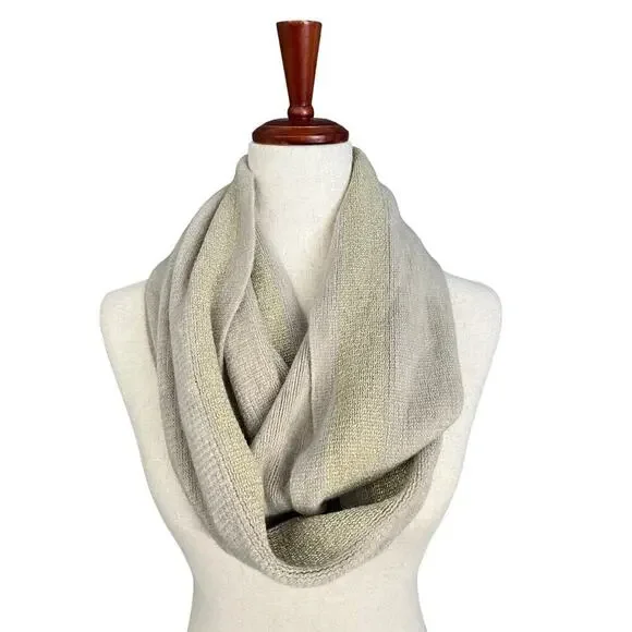 Calvin Klein Women’s Infinity Scarf in Tan Beige and Metallic Gold One Size NWT