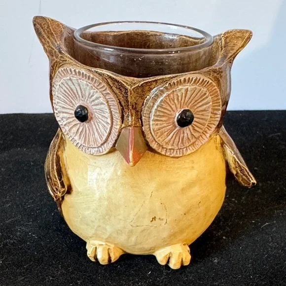 Yankee Candle Owl Votive Holder 2011 Wood Rustic 3 Inch