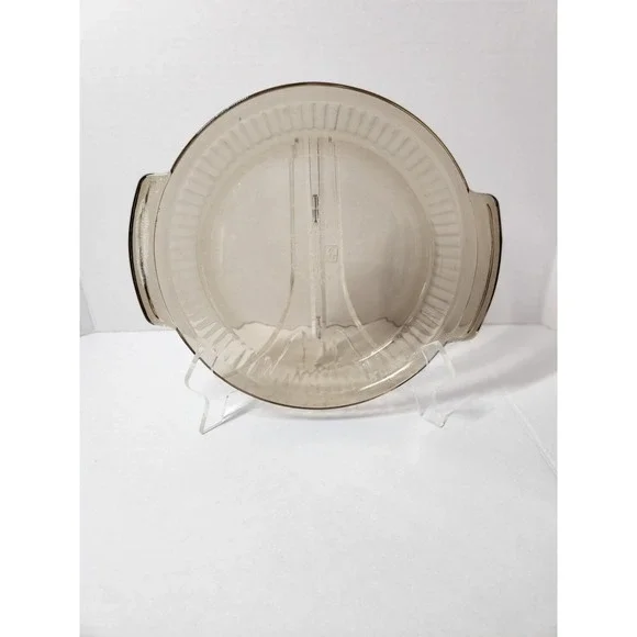 Anchor Hocking 9 inch Pie Plate Dish #1460 Amber Brown Glass Ribbed USA Made‎
