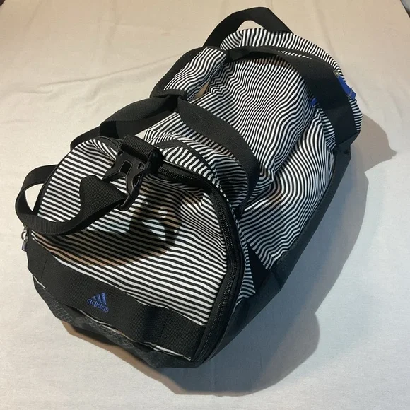 Adidas Squad III Black & White Striped w/Black Accents Duffle Bag Shoulder Strap