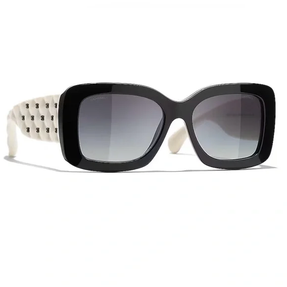 CHANEL Acetate Quikted CC Rectangle Sunglasses 5483A