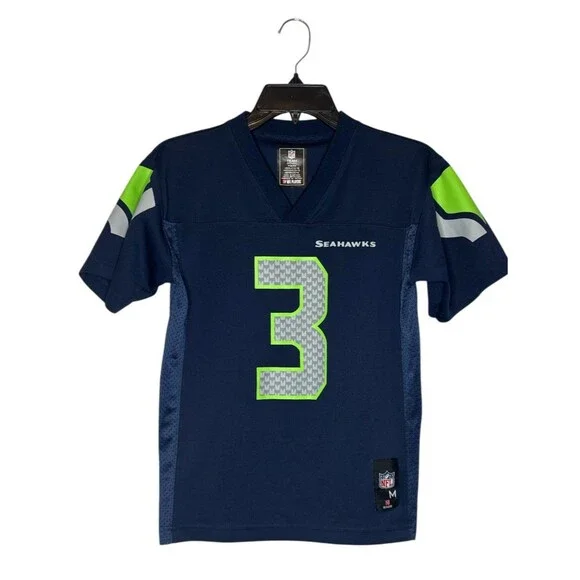 NFL Youth Navy Team Football Jersey Seattle‎ Seahawks Wilson #3 Medium 10/12