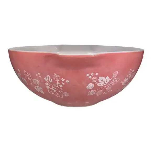 PYREX #444 Pink Gooseberry Cinderella 4 Quart Glass Nesting Mixing Bowl MCM