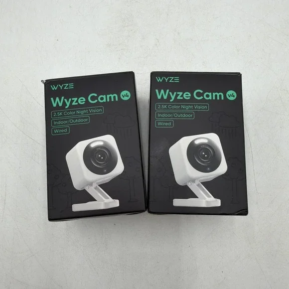 Lot Of 2 WYZE Cam v4 2.5K HD WiFi Smart Home Security Camera White