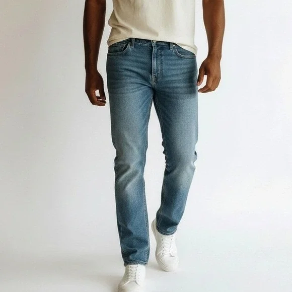 Levi's Mens 505 Regular Fit Straight Leg‎ Blue Denim Jeans 42x34