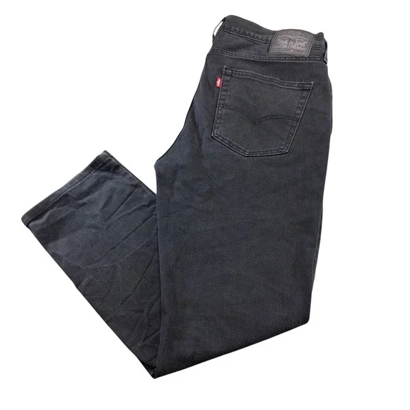 Levi's 514 Straight Fit Jeans Mens 36x30 Black Denim Stretch Casual