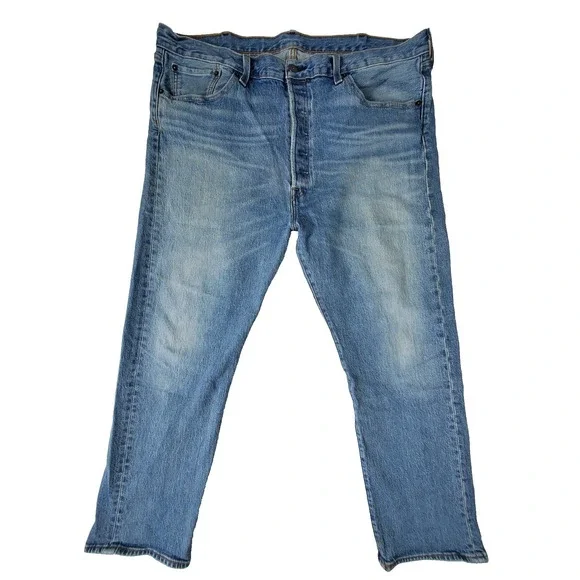 Levi's 501 Jeans Men 40x29 Blue Light Wash‎ Button Fly Straight Fit Denim