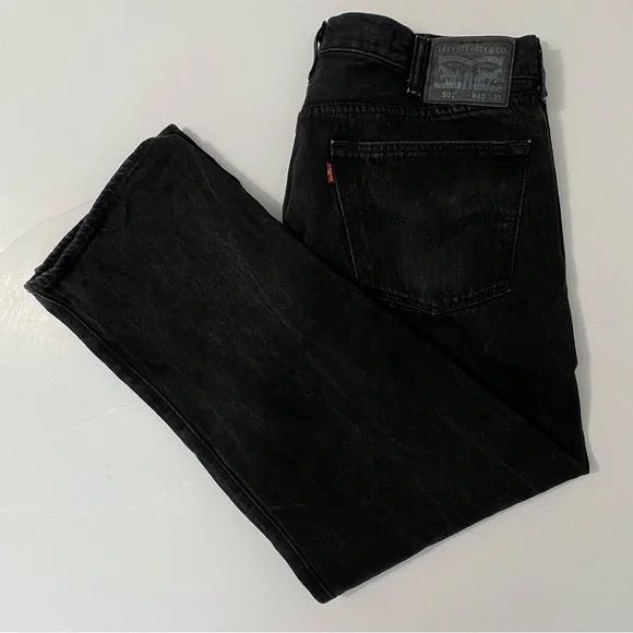 Levi’s Men’s 501 Straight Leg Black Denim Jeans 40x30 Grunge Streetwear