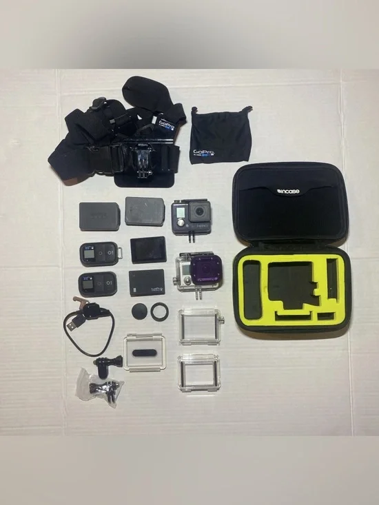 GoPro Accessories Bundle with Black Camera and Yellow Case Insert