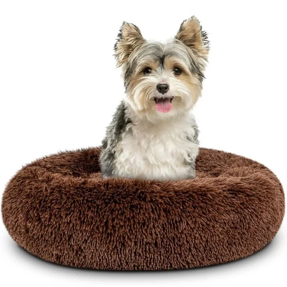 Calming pet dog cat round donut sleep bed