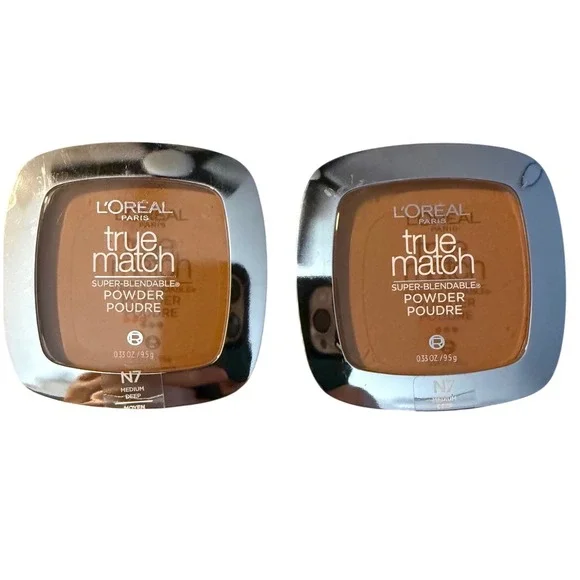 Loreal Paris True Match Super Blendable Powder N7 Medium Deep 2 Pack 0.33oz New