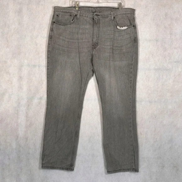 Levi's Jeans Mens 42x32 514 Straight Fit Grey Good Stretch Denim Pants