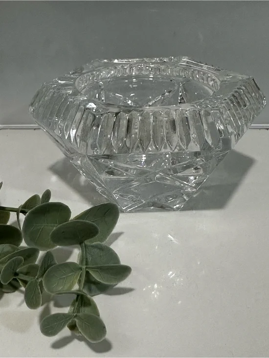 Vintage CRISTAL D’ARQUES 24% LEAD CRYSTAL HEXAGONAL VOTIVE CANDLE HOLDER FRANCE