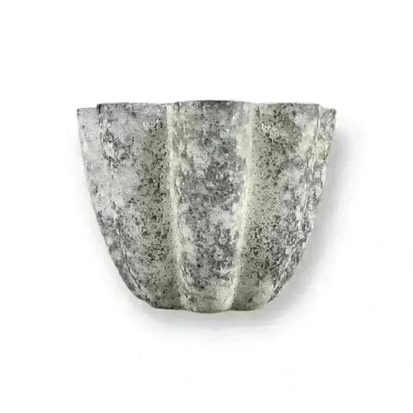 Art Glass Candle Holder Vitrocolor Recycled Gray Heavy Pumice-Like Texture Spain