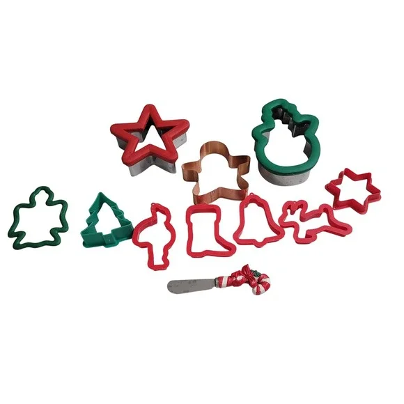 Christmas Cookie Cutter Set 11pc Red Green Holiday Excellent Star Snowman