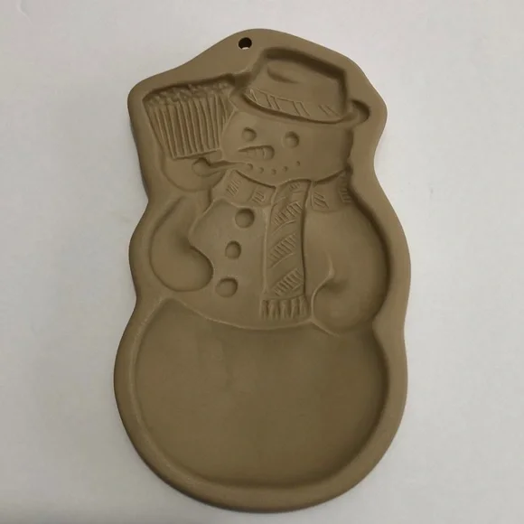 Vintage 1989 Brown Bag Cookie Art Stoneware Snowman Cookie Mold