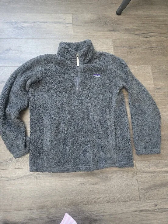 Patagonia Los Gatos 1/4 zip pullover gray high-pile fleece Slouchy Fit Girls XL