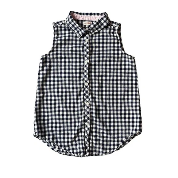 Cat & Jack Black and White Checkered Sleeveless Shirt
