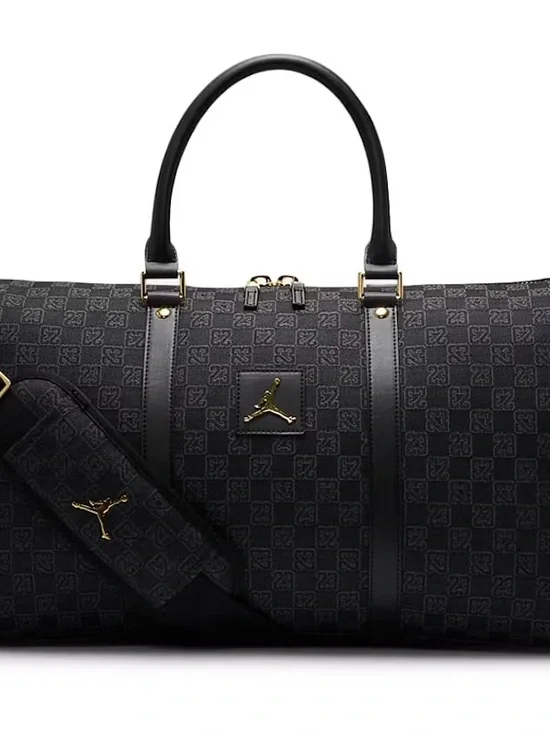 Jordan Black Monogram Duffel with Gold Accents