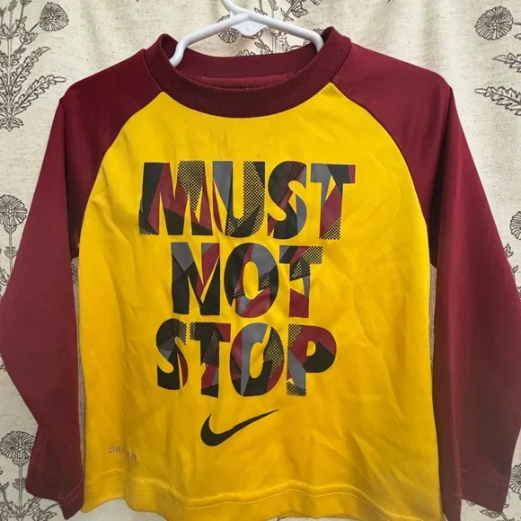 Nike Kids Yellow and Red Long Sleeve Tee