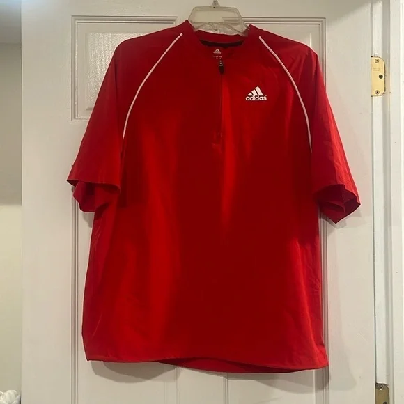 Adidas red and white dry fit shirt