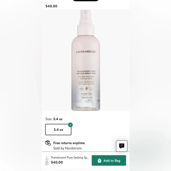 Laura Mercier‎ Translucent Setting Spray 3.4 oz- new in box- retail 40