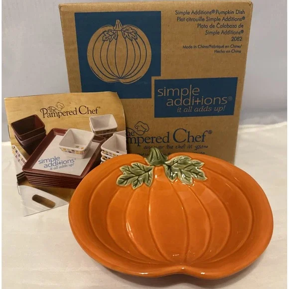 NEW‎ Pampered Chef Simple Additions Pumpkin Dish Fall Thanksgiving