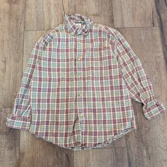 VTG‎ Gap Kids Small Button Up Shirt Plaid Fall Christmas Y2K Skater